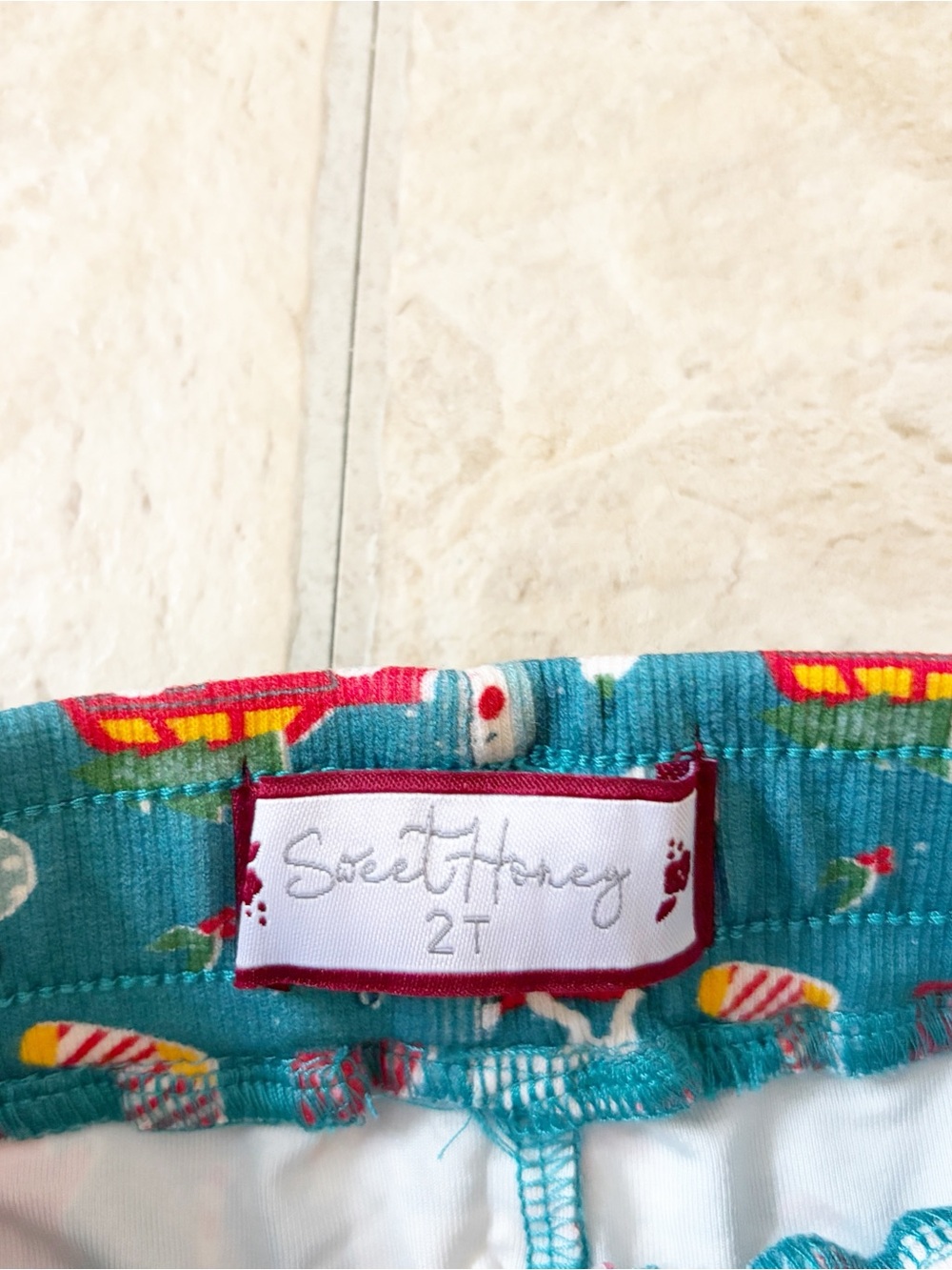 NWT SweetHoney Christmas Pajama Set 2T Holiday Long Sleeve Blue Lounge Set - Picture 5 of 6